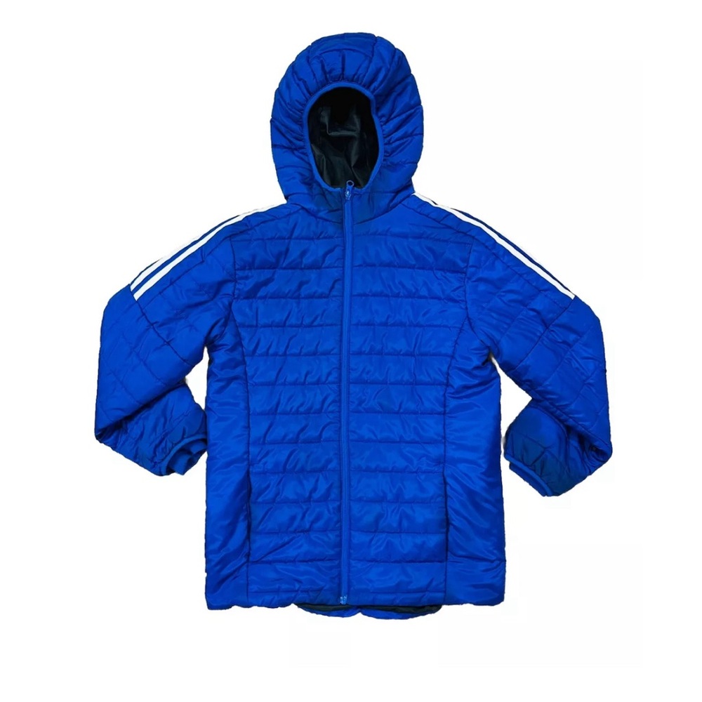 ADIDAS Jacket Kids 14/16 Blue Puffer Insulated Padded Coat